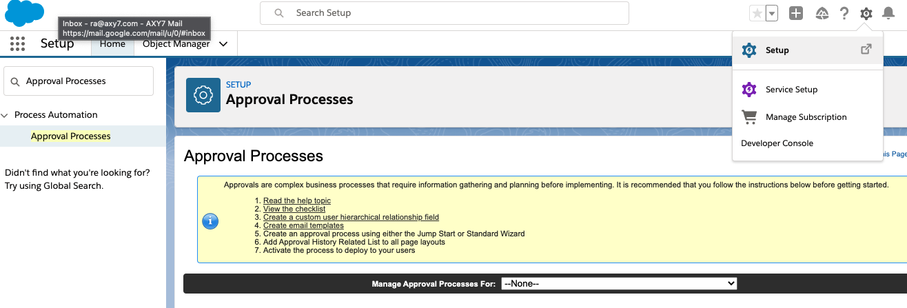 Setup Approval Process Axy OKR